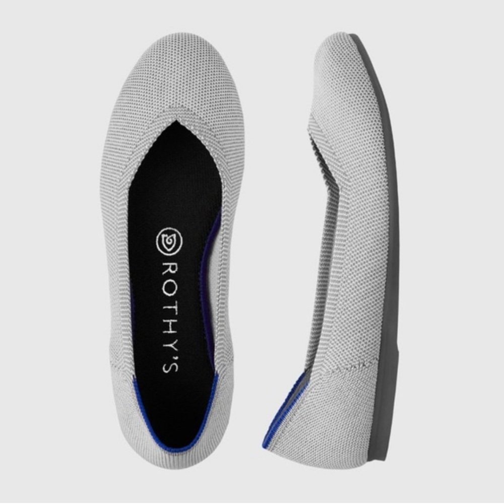 Rothys Retired Flax Birdseye Grey Ballet Knit Round Toe Flats Size 9